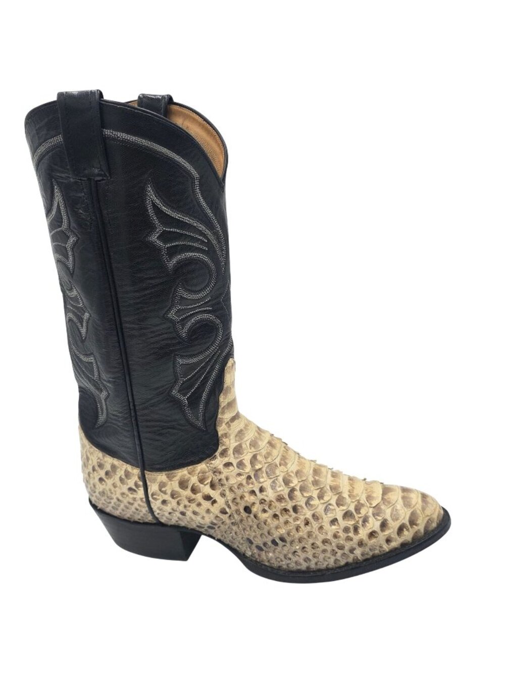 MINT - Vintage Python Mens 11D Natural Snakeskin Cowboy Boots Remington Exotic